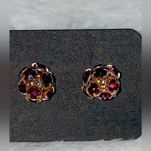 1 pair earrings pierced Amethyst and 14K overlay